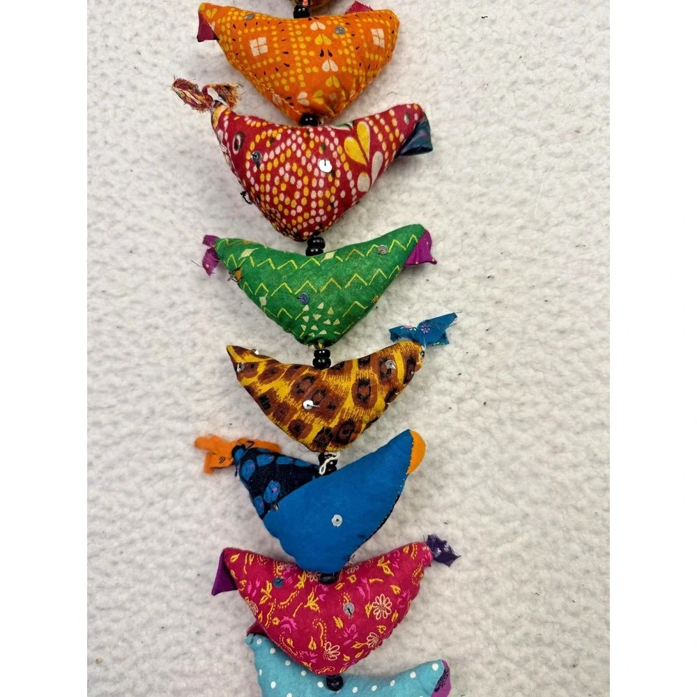 Indian Floral Cotton Stuffed Birds Chicken Beads Bell‎ Prosperity Hens Barn